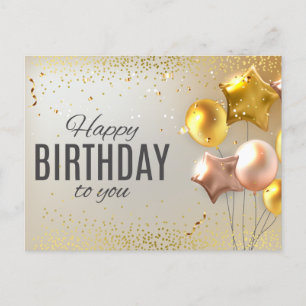 Cartão Postal Balão de Confete de Aniversário Fofo