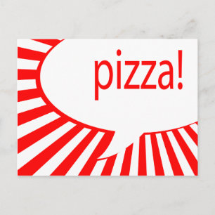 Cartão Postal balão de conversa de pizza em quadrinhos