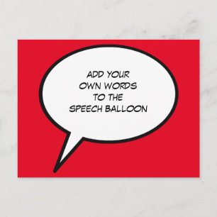 Cartão Postal balão de fala de desenho personalizado