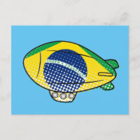 Balão Dirigível da Bandeira Brasileira no Céu Azul