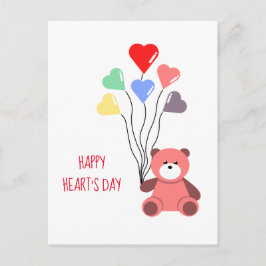 CARTÃO POSTAL BALÃO DOS CORAÇÕES E URSO