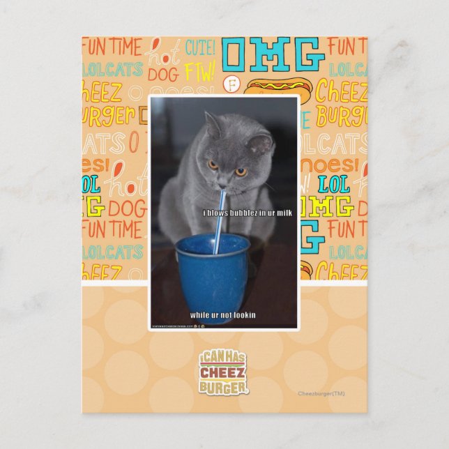 Cartão Postal Balas de Balas no nosso leite (Frente)