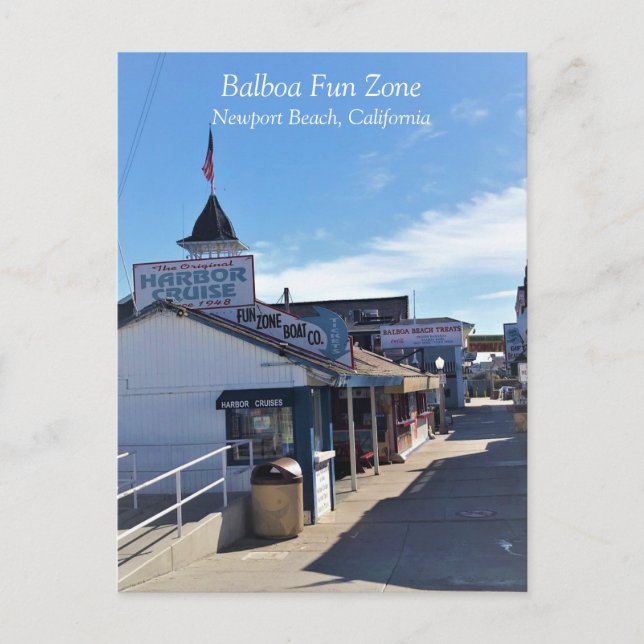 Cartão Postal Balboa Fund Zone, Newport Beach, Califórnia (Frente)