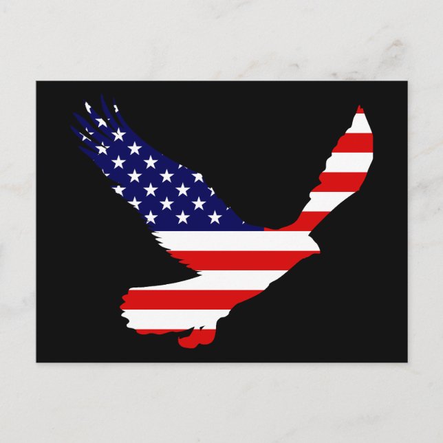 Cartão Postal Bald Eagle American Flag (Frente)