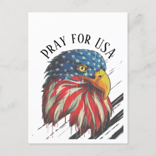 Cartão Postal Bald Eagle Bird USA Flag Crying Reay for USA