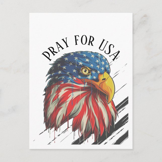 Cartão Postal Bald Eagle Bird USA Flag Crying Reay for USA (Frente)