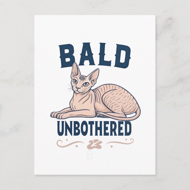 Cartão Postal Bald Unbothered Sphynx Cat Graphic Art (Frente)