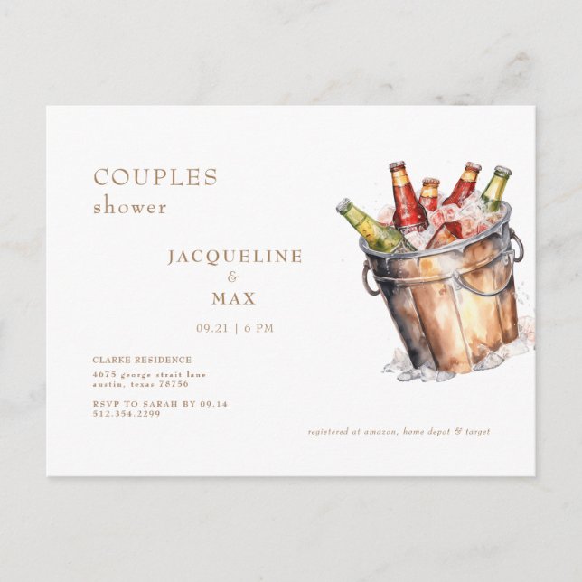 Cartão Postal Balde do Chá de casamento de Casais de cerveja (Frente)