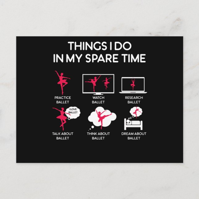 Cartão Postal Balé Coisas Que Eu Faço No Meu Tempo Livre (Frente)