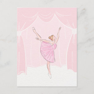 Cartão Postal Balé de bailarina flexível rosa