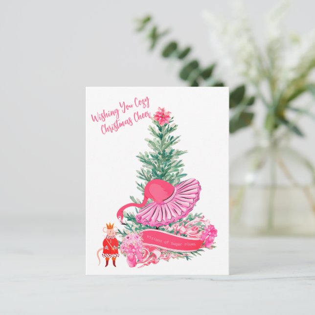 Cartão Postal Balé Flamingo Nutcracker - Natal Personalizado (Em pé/Frente)