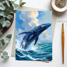 Cartão Postal Baleia Azul Animal Marinho