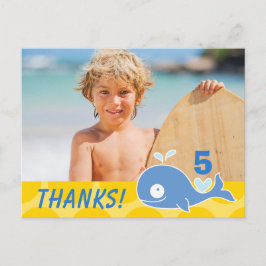 Cartão Postal Baleia Azul Pontos Amarelos Obrigado pelo Aniversá