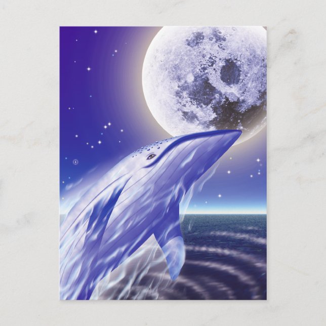 Cartão Postal Baleia e lua (Frente)