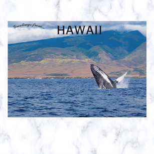 Cartão Postal Baleia-jubarte quebrando Lahaina Havaí