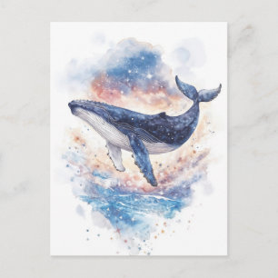 Cartão Postal Baleia Jubarte sob o Céu Galáctico da Nebulosa Est