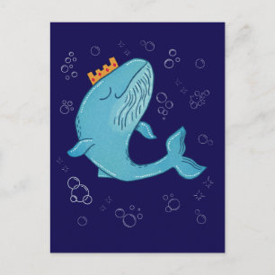 Cartão Postal Baleia Rei com Coroa Arte Popular Oceânica Capri