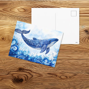 Cartão Postal Baleia Tribal Espírito Oceânico