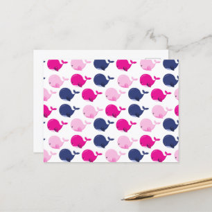 Cartão Postal Baleias Cutas, Padrão De Baleias, Animais Do Mar