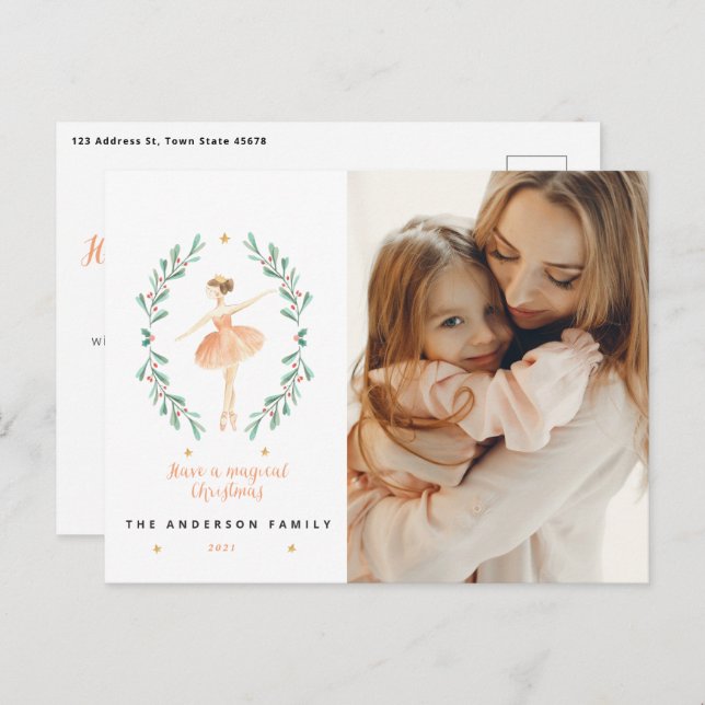 Cartão Postal Balerina botânica 1 foto de Natal (Frente/Verso)