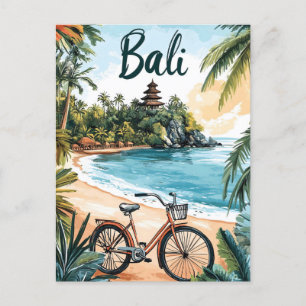 Cartão Postal Bali Beach com Bicicleta - Viagem tropical