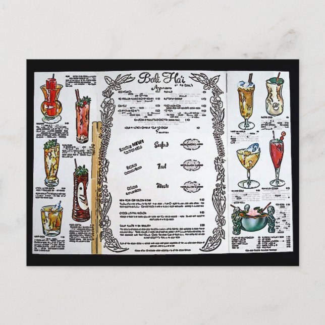 Cartão Postal Bali Hai Pontchartrain Beach Drinks (Frente)