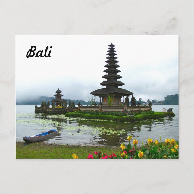 Cartão Postal Bali, Indonésia - Pura Ulun Danu, Lago Bratan (Frente)