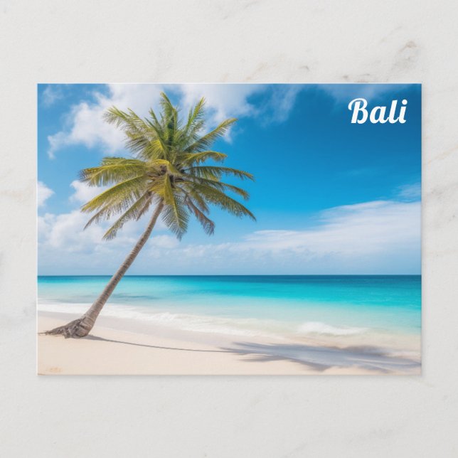 Cartão Postal Bali Indonesia Tropical Beach Palm Viagem (Frente)