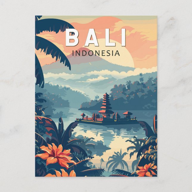Cartão Postal Bali Indonesia Viagem Art Vintage (Frente)
