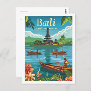 Cartão Postal Bali Indonesia Vintage Familiar Viagem