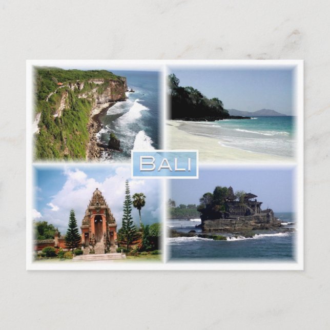 Cartão Postal Bali - Pura Luhur Uluwatu - Padangbai Secret Beach (Frente)