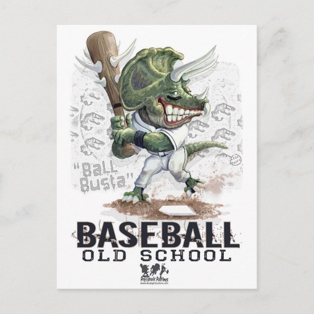 Cartão Postal Ball Busta Gear do Baseball Dinosaur (Frente)
