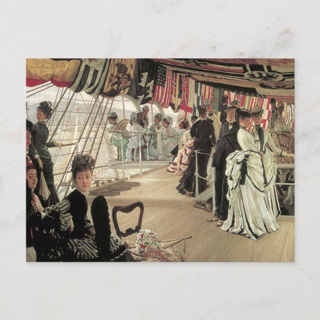 Cartão Postal Ball on Shipboard por James Tissot, Arte Vitoriana (Frente)