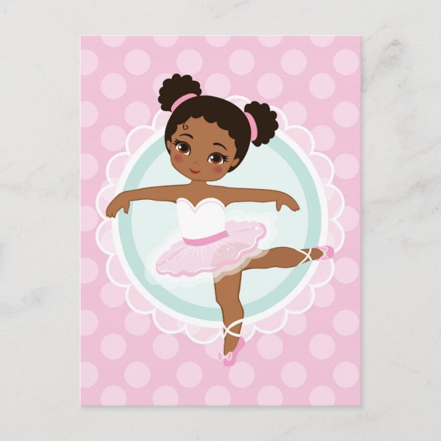 Cartão Postal Ballerina Afro-Americana - Dançarina Balé Rosa (Frente)