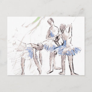 Cartão Postal Ballerina Balé de Aquarela