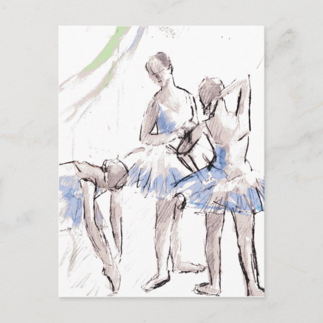 Cartão Postal Ballerina Balé de Aquarela (Frente)