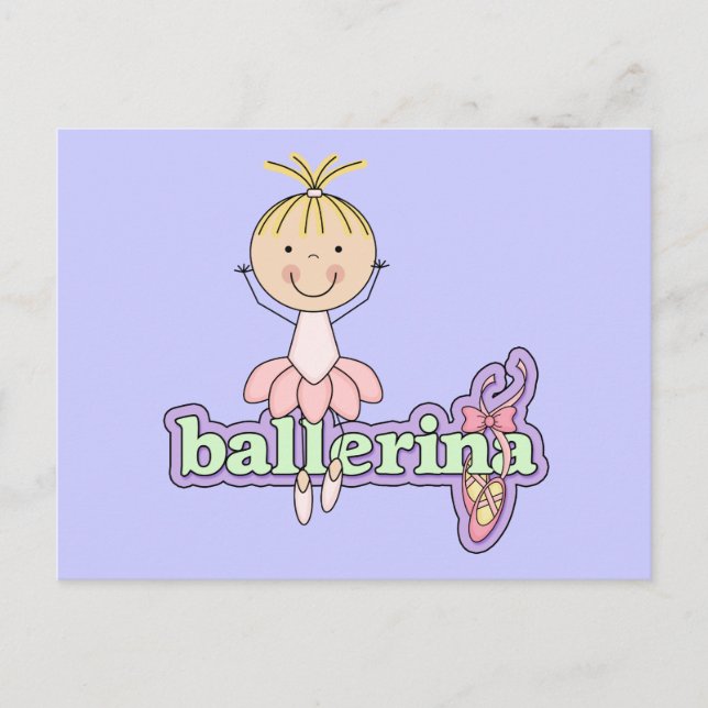 Cartão Postal Ballerina - Camisetas rosa e presentes (Frente)