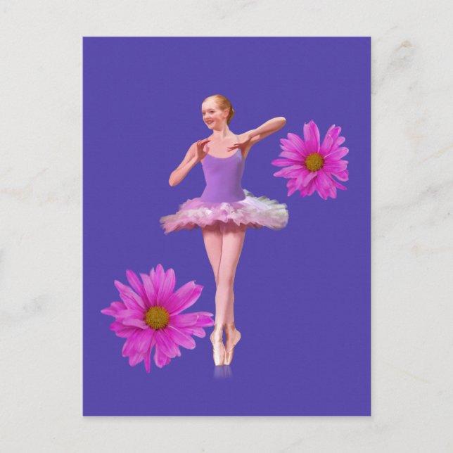 Cartão Postal Ballerina com Visitas Rosa (Frente)