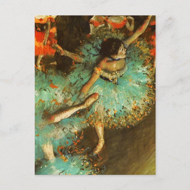 Cartão Postal Ballerina Dance Green Dancer Edger Degas Painting (Frente)