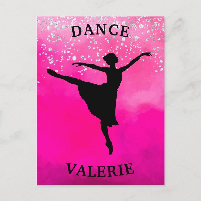 Cartão Postal Ballerina Dance Pink Ombre Sparkle (Frente)