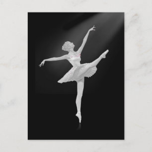 Cartão Postal Ballerina em prata e preto personalizável