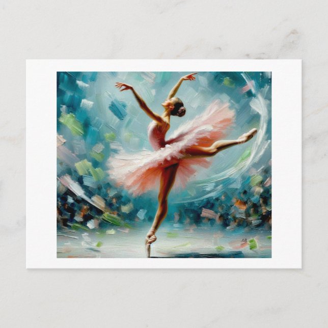 Cartão Postal Ballerina em rosa, (Frente)