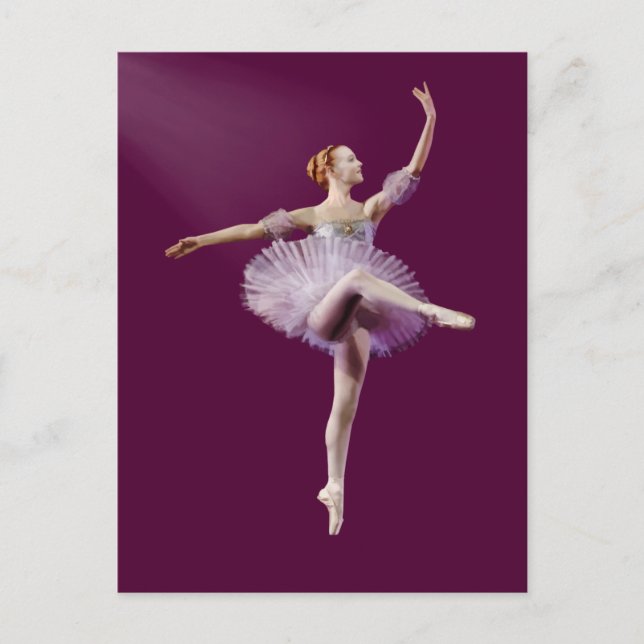 Cartão Postal Ballerina em roxo e branco personalizável (Frente)