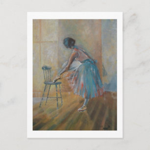 Cartão Postal Ballerina na placa de Posto Watercolor