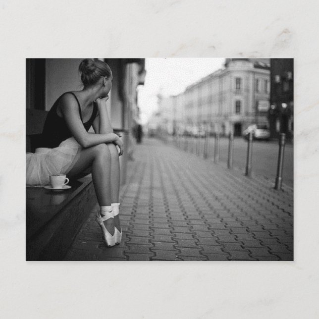 Cartão Postal Ballerina Preta e Branca (Frente)