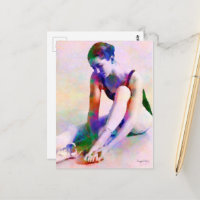 Ballerina, Rosa, Aquarela Arte Contemporânea