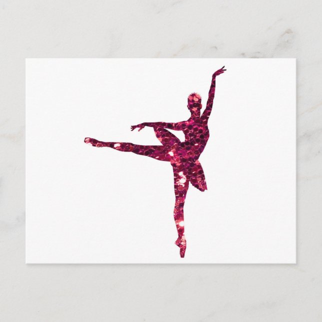 Cartão Postal Ballerina Rosa Sparkly (Frente)