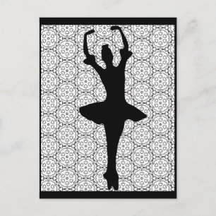Cartão Postal Ballerina Silhouette em um fundo de Heart Mandala