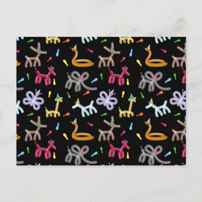 Cartão Postal Balloon Animals Kids Party Theme (Frente)