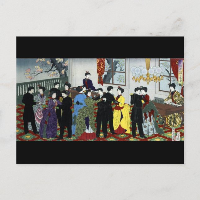 Cartão Postal Ballroom dançando em Tóquio por volta de 1888 (Frente)